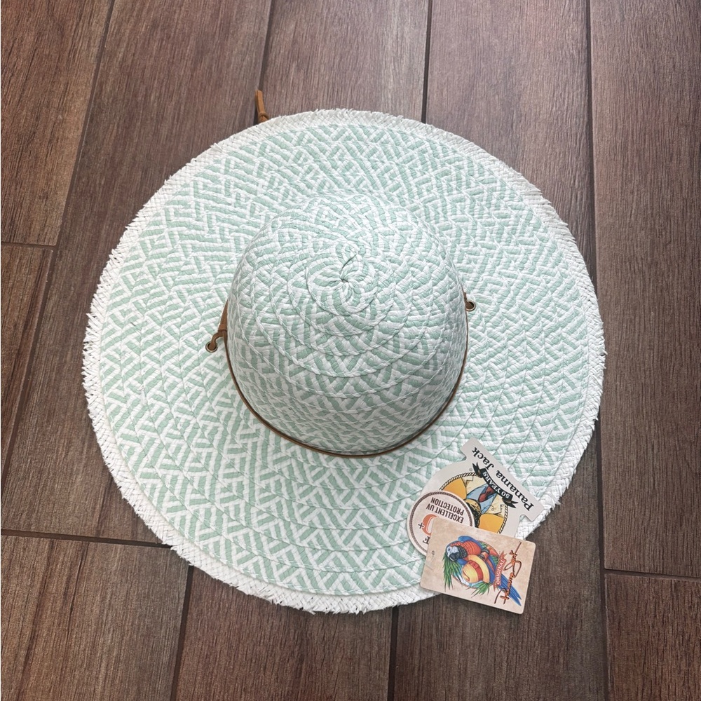 Panama Jack Mint and White Sun Hat
